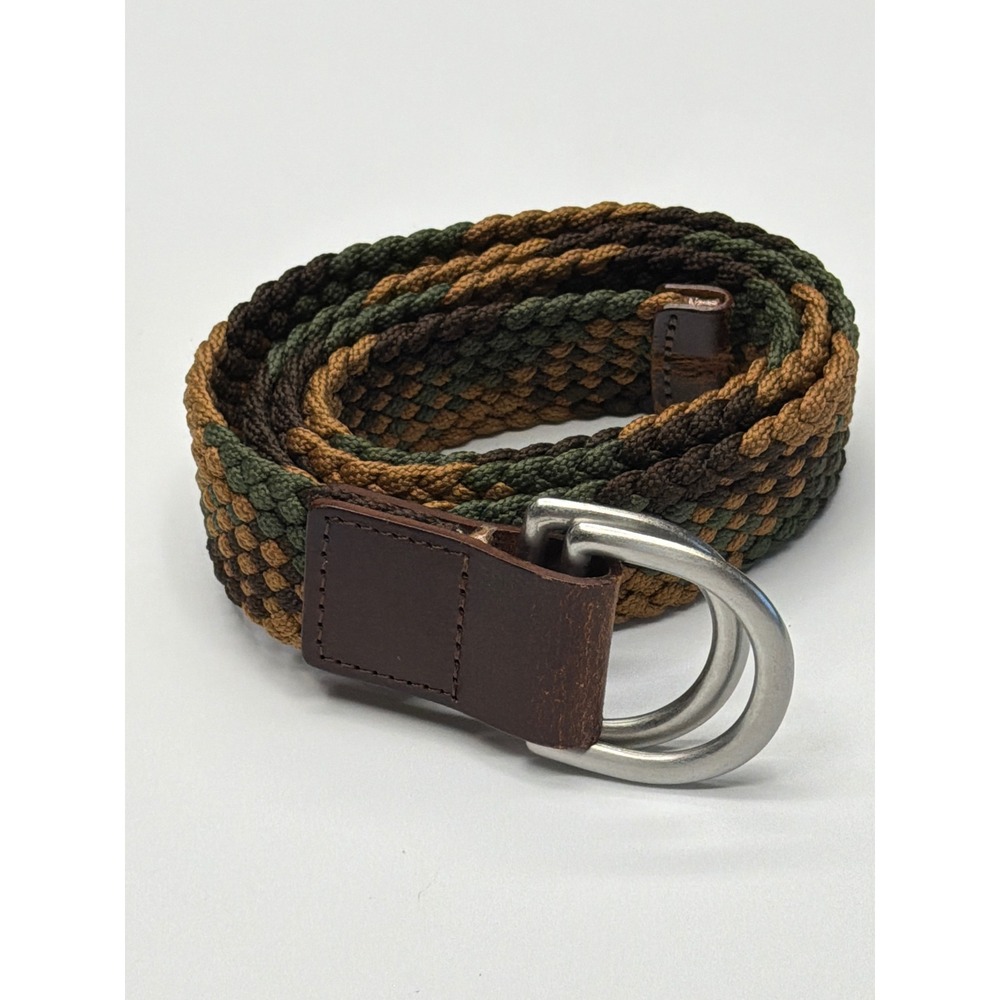 Gap Men's Camo Woven Belt D Ring Buckle Size L XL Polyester Trim Bonded Leather